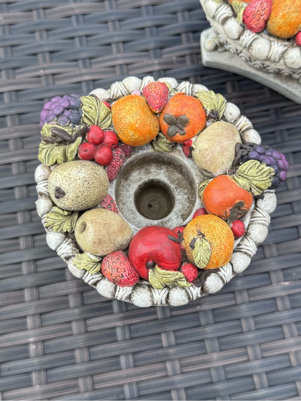 Vintage Decorative Fruit Wreath Candle Holder - Multicolor set of 2